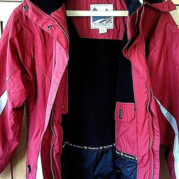 Wind River Jacket Woman's Red Size Large Windbreaker Zip Up Fleece Lined Hooded - Picture 10 of 16